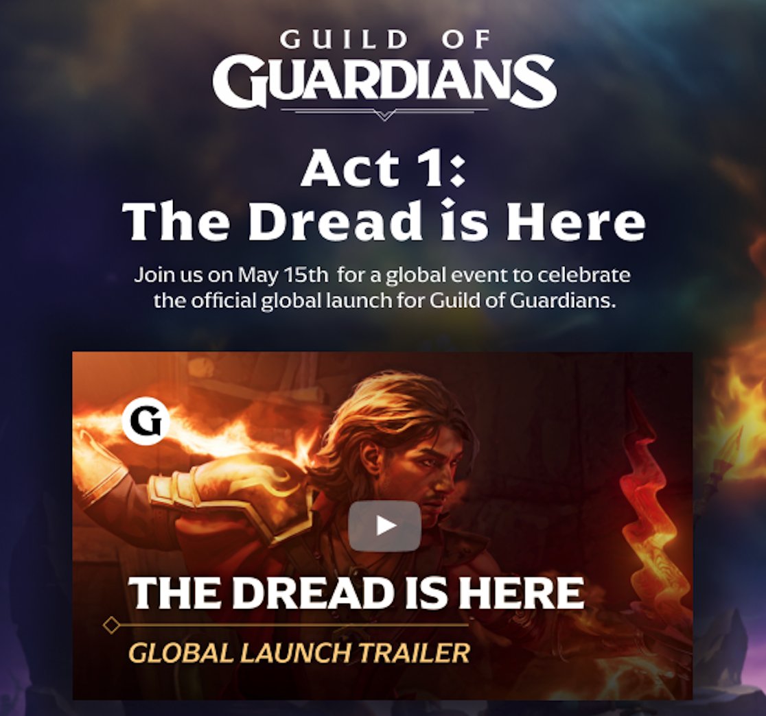 Commanders, join us on May 15th to celebrate Guild of Guardians Act 1: The Dread is Here - the inaugural chapter in the saga of Guild of Guardians! 🎉 🎬 Global Premiere of the Cinematic Launch Trailer 📍 GOG Discord Event: discord.gg/gog?event=1237… 🎙️ AMA with the GOG team