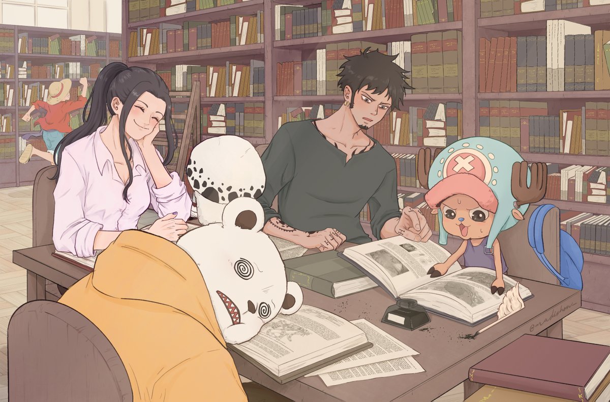 モンキー・D・ルフィ ,トニートニー・チョッパー ,トラファルガー・ロー 「Scholar study session  #ONEPIECE 」|madi ⍢のイラスト