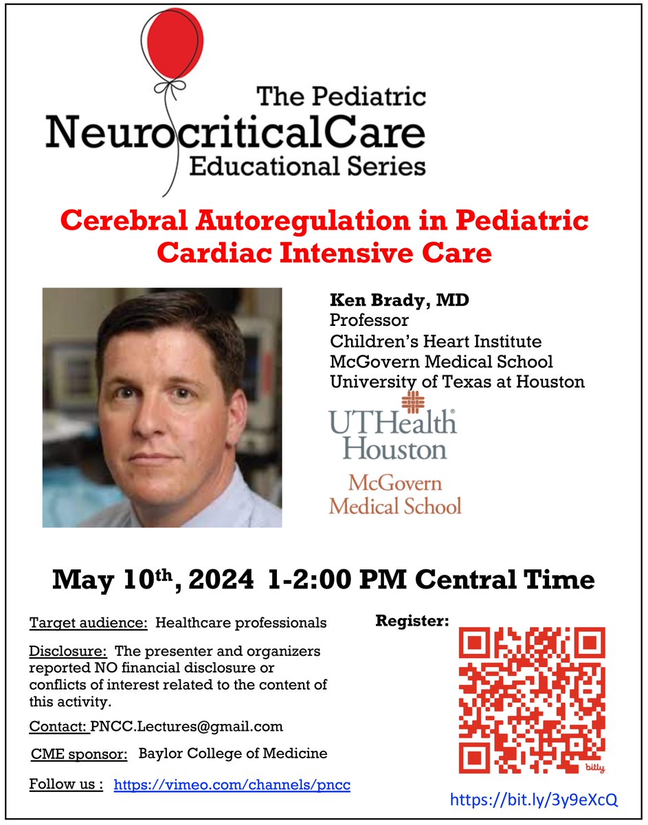 🌟#NeuroPICU Education Series🌟 Join us this FRIDAY! What's the ⬇️ limit of BP in neonates? Cerebral Autoregulation in Cardiac OR & ICU By: Ken Brady, Professor, UT Houston 🗓️May 10, 1-2:00 PM CDT ✅Register: bit.ly/3y9eXcQ #PedsICU #neotwitter #FOAMed #pedsCICU