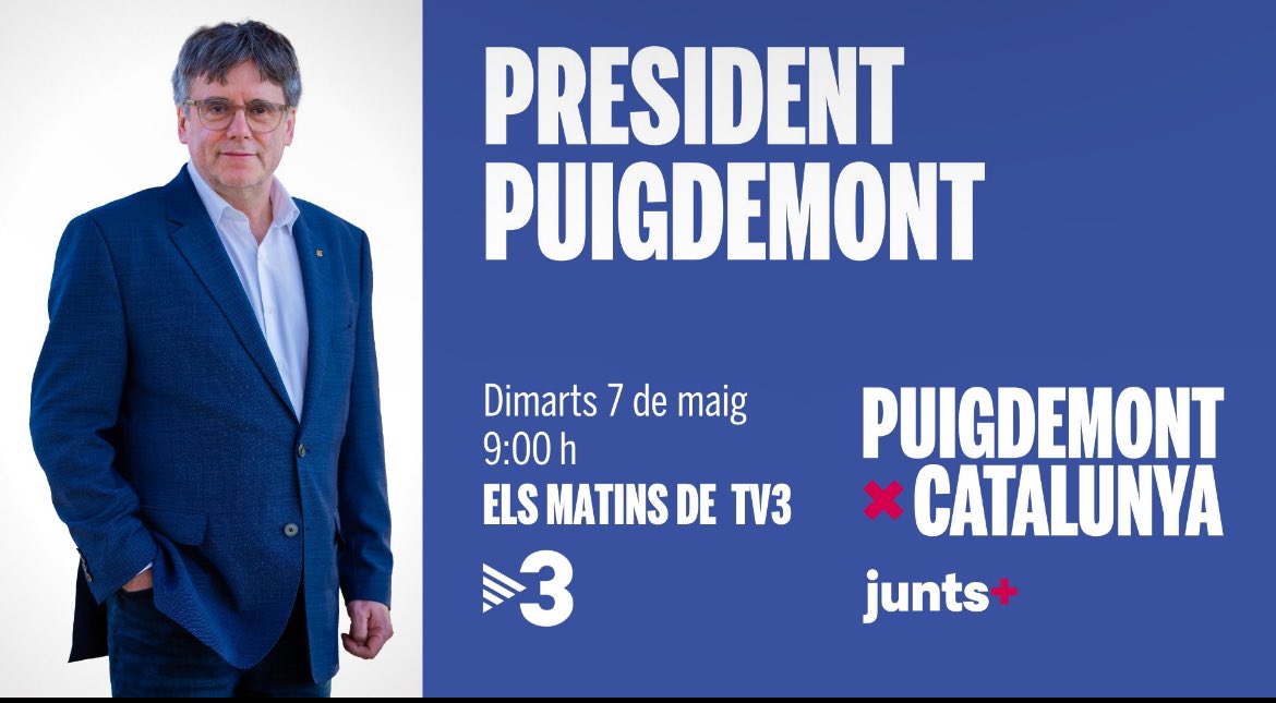 Ara a les 9h. a @elsmatins de TV3 el President @KRLS #PuigdemontPresident 👇