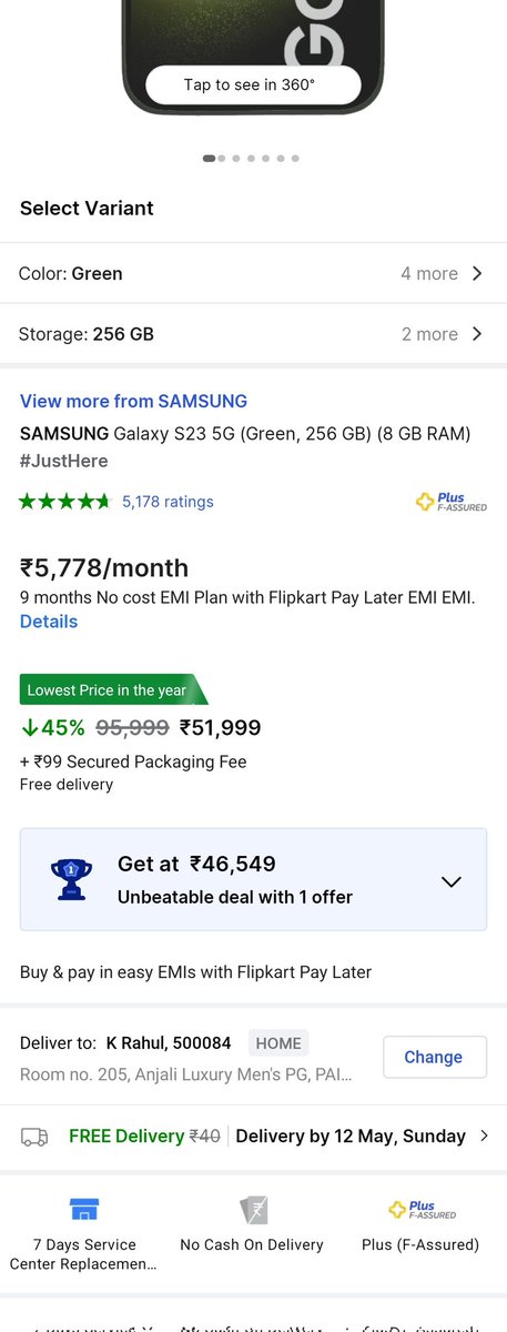 k_raaahul's tweet photo. @GyanTherapy Ye Samsung S23 256Gb kaa price....isse jyaada toh kamm nahi hogaa naa......already 3 times cancel karr chukaa hu...😅😅
@GyanTherapy https://t.co/TyfoCt2tzu