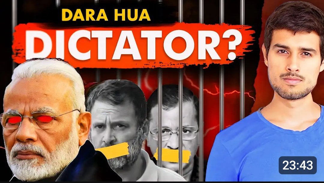 A 30 year old YouTuber made a video to prove 'him' dictator and it hurt his image so much that he is quoting meme tweets to prove he is not dictator But you can't convince youth otherwise who is aware of bank freezing of Congress, Kejriwal and Soren Jail, ED raids on…