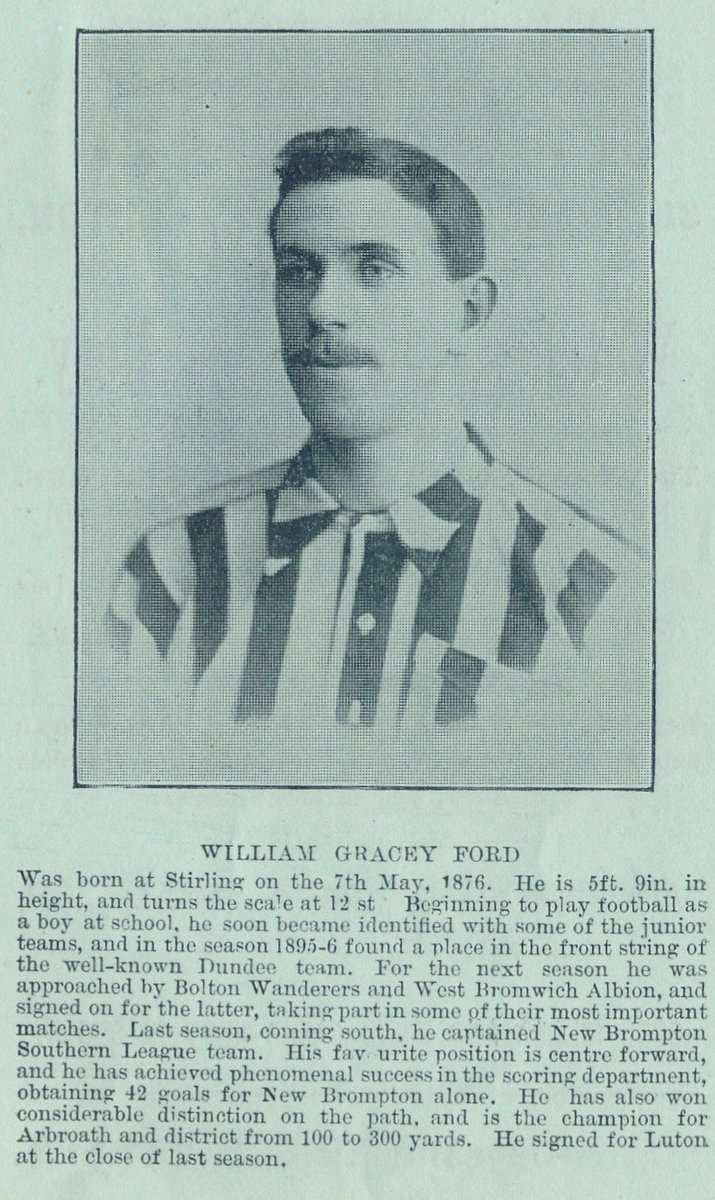 William Gracey 'Bill' Ford was born OTD in 1876. Stirling-born Bill joined Town in April 1898 but a dispute over his playing position saw him leave after only one season to join Gravesend. He passed away in 1948. Apps: 40 Goals: 9