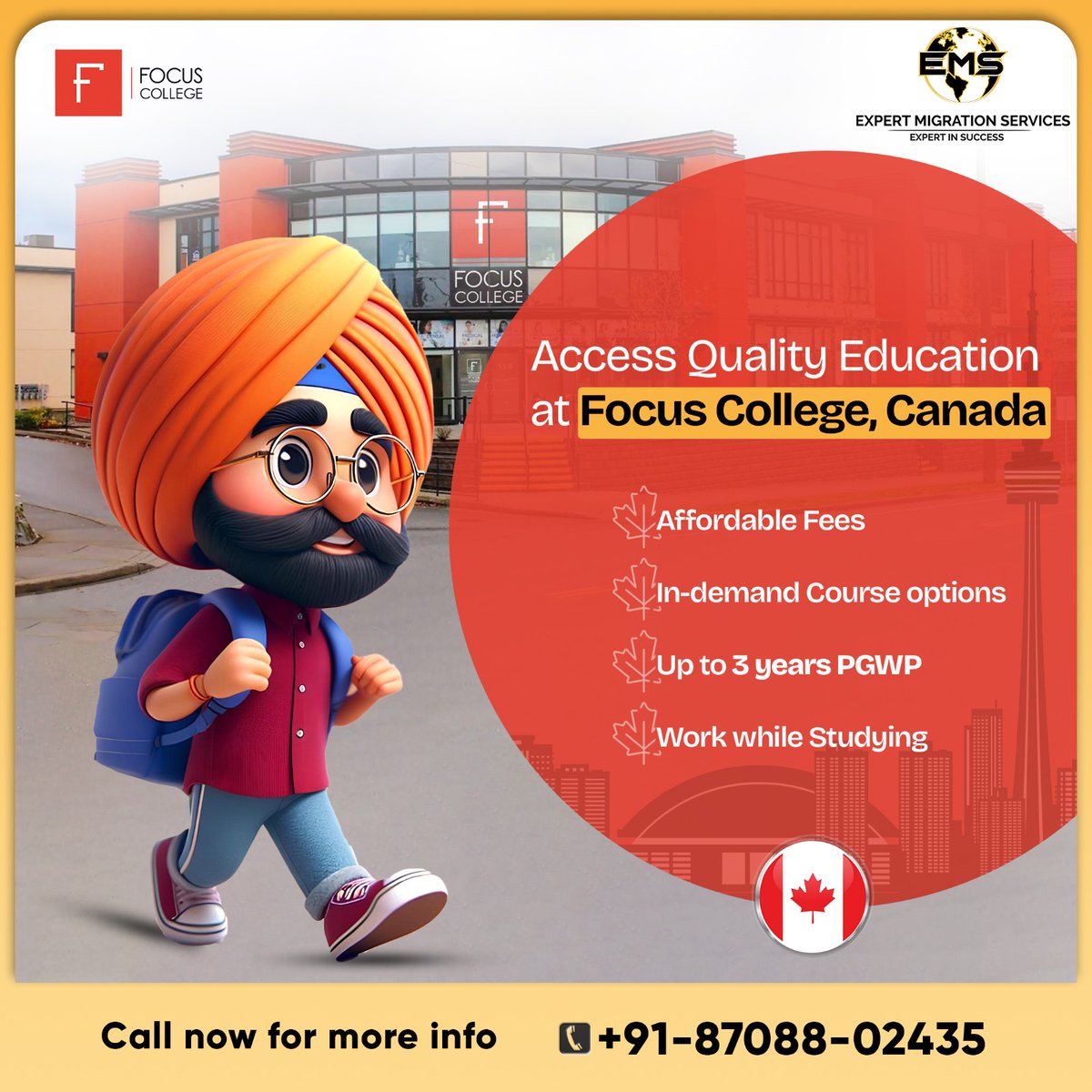 🇨🇦 Invest in yourself! 🇨🇦 
Pursue your academic goals at the prestigious Focus College, Canada. 
Contact us for admission!⤵

#ExpertMigrationServices #CanadaImmigration #StudyInCanada #StudyVisa #TopCanadianColleges
 #FocusCollege