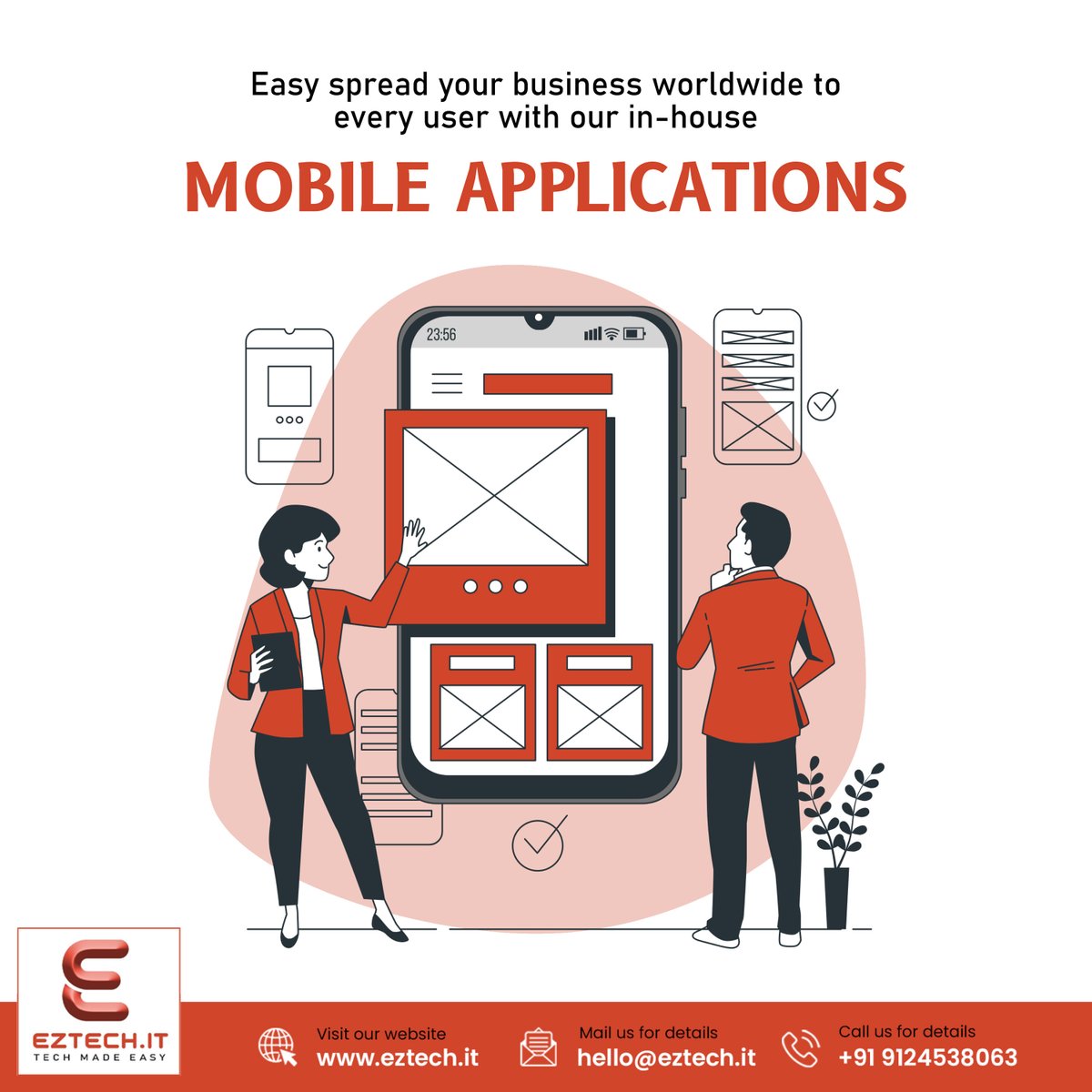 eztech_it's tweet image. Need a mobile app to empower the functionalities of your business? Then, contact us.

Drop us a message: hello@eztech.it or +91 9124538063.

#ezTech #software #informationtechnology #ITServices #ITSolutions #softwarecompany #MobileApps #mobileapplication