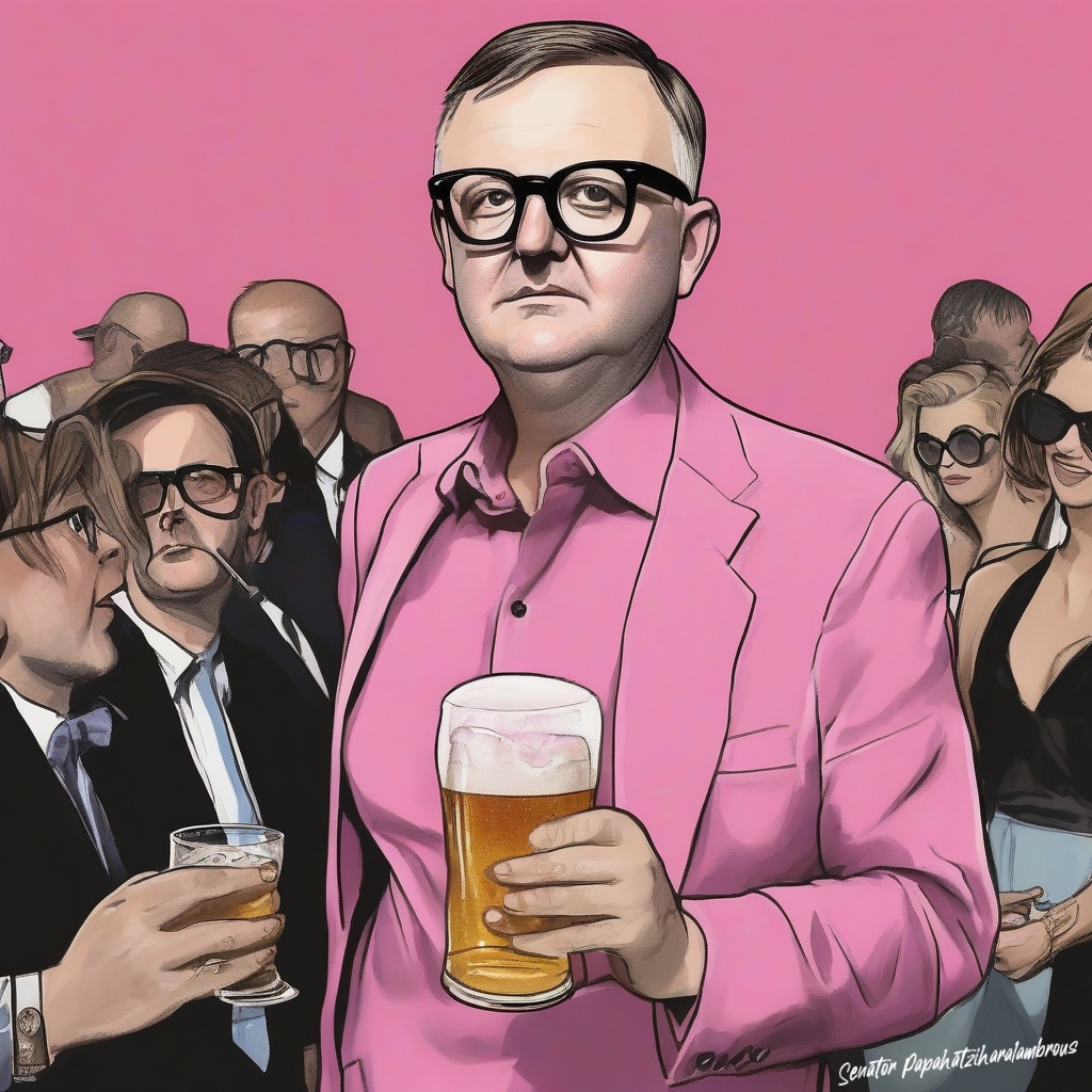 I wonder if the Archibald Prize will accept digital paintings in 2024? Title: 'PM Alco on the piss' by Senator Papahatziharalambrous Takin Thepiss 🤣