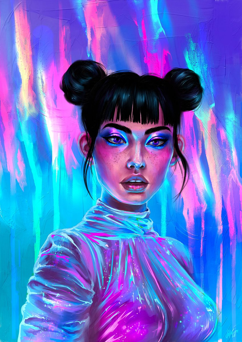 Happy #TEZOSTUESDAY My available artwork “Neon Rain”☔️ 1/1 - 50 $XTZ Give her love, please 💖 objkt.com/tokens/KT1ATyB…