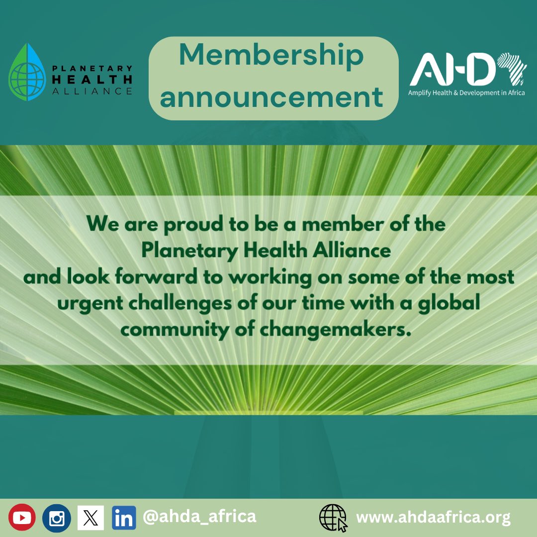 We are proud to be a member of the @ph_alliance and look forward to working on some of the most urgent challenges of our time with a global community of changemakers. #ClimateHealth #CommunityEngagement #HealthSystemsStrengthening Read more: ahdaafrica.org/index.php/2024…