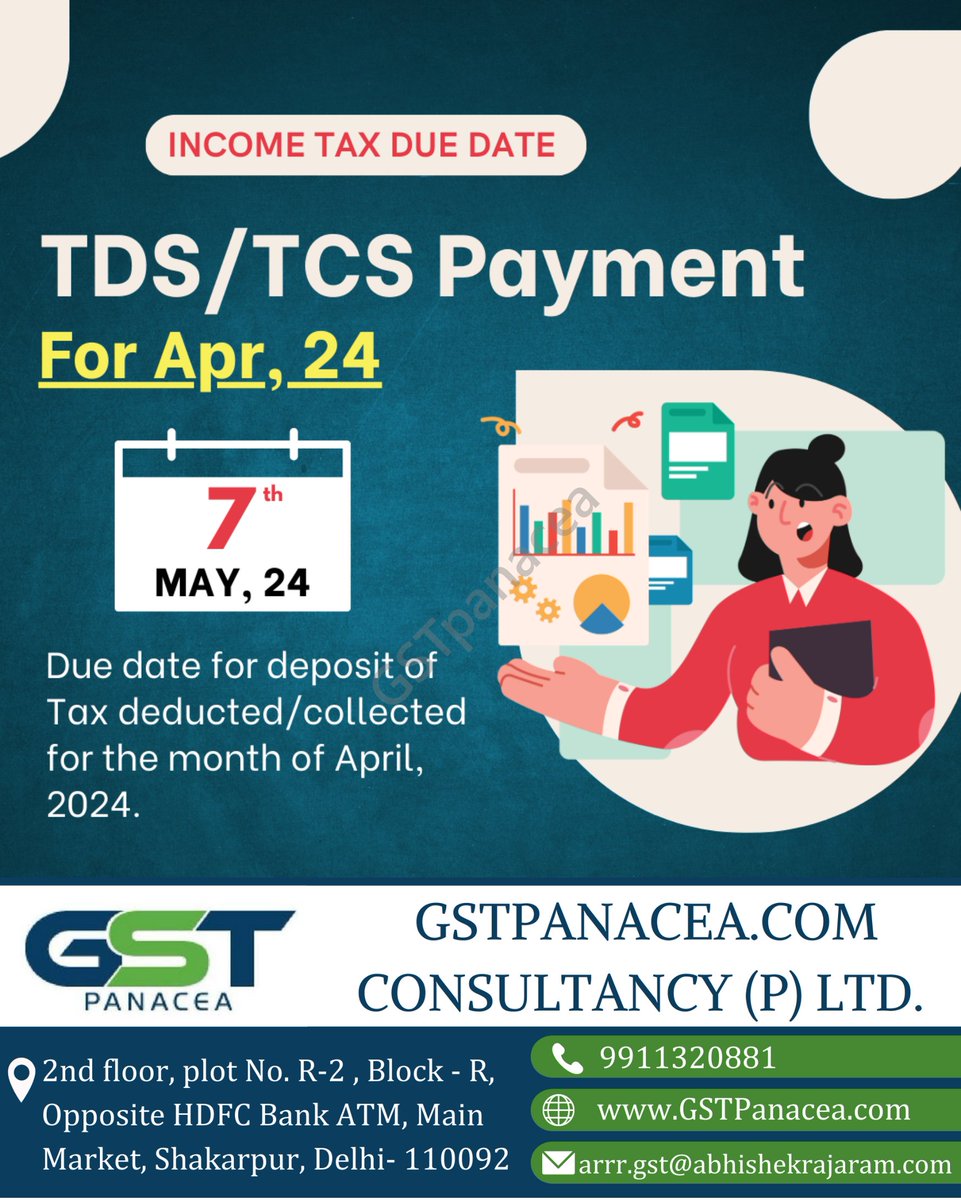 Income Tax Due Date 
TDS TCS Payment
For Apr,24

 #IncomeTax #TDS #TCSPayment #TaxFiling