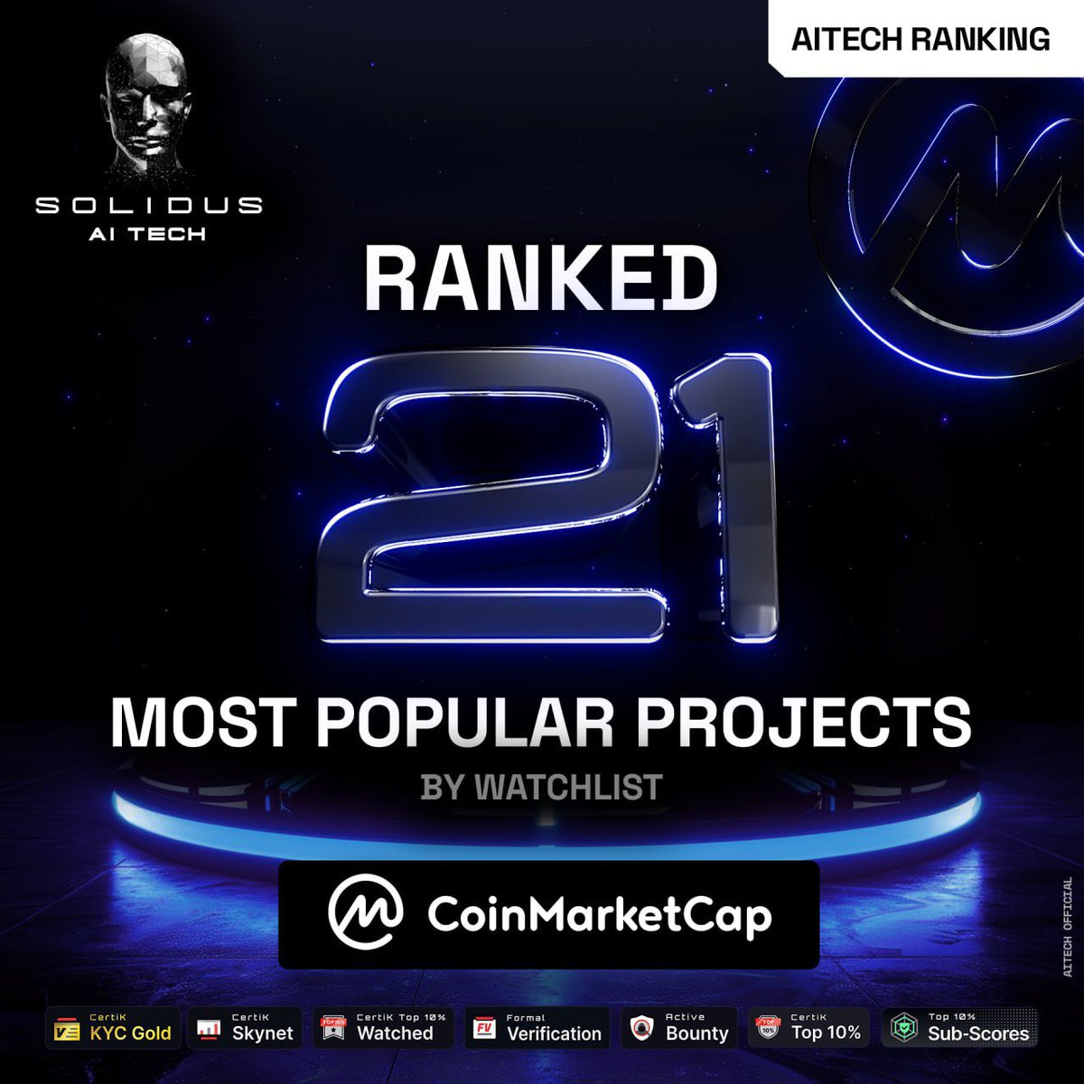 🔥 AITECH Ranks 21st in CoinMarketCap's Most Popular Projects! 🎉 We are thrilled to announce that AITECH has hit 21st place on CoinMarketCap's Most Popular Projects, showcasing our growing presence in the crypto space.