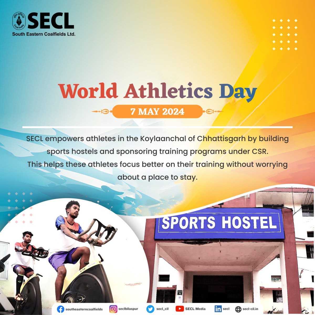 #WorldAthleticsDay - SECL is empowering the dreams of athletes in the coal belt of Chhattisgarh by developing sports facilities through CSR. @CoalMinistry @CoalIndiaHQ #teamsecl #coalindia