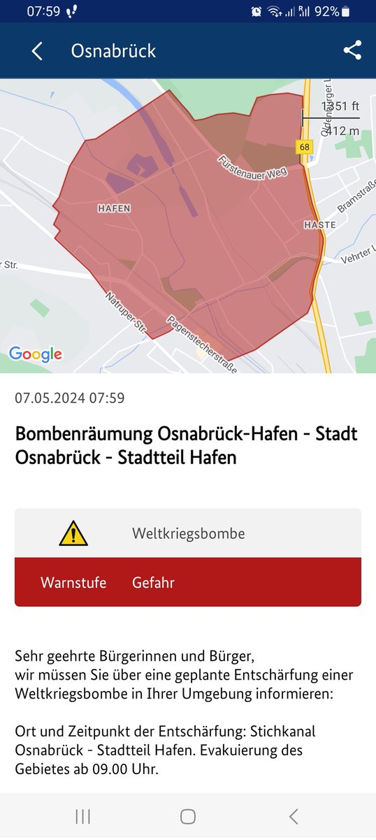 #Osnabrück #Weltkriegsbombe #Bombe #Gefahr