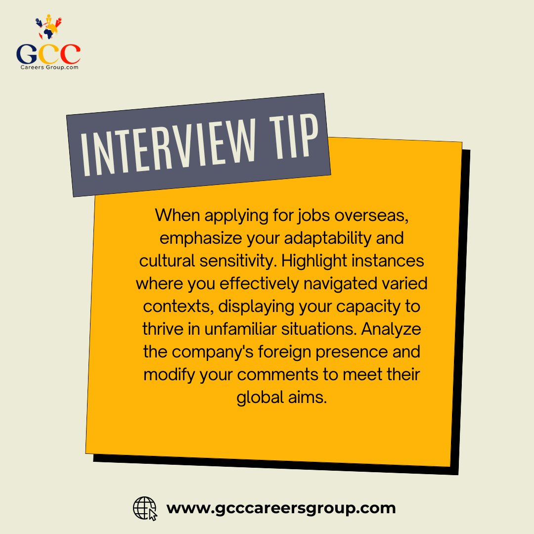 Use these proven interview strategies to boost your performance in overseas recruitment!

#interviewtips #overseasrecruitment #InternationalCareers #InternationalJobs #hiring #middleeast #StockMarketindia #humanresouces #fyp #gcccareersgroups
