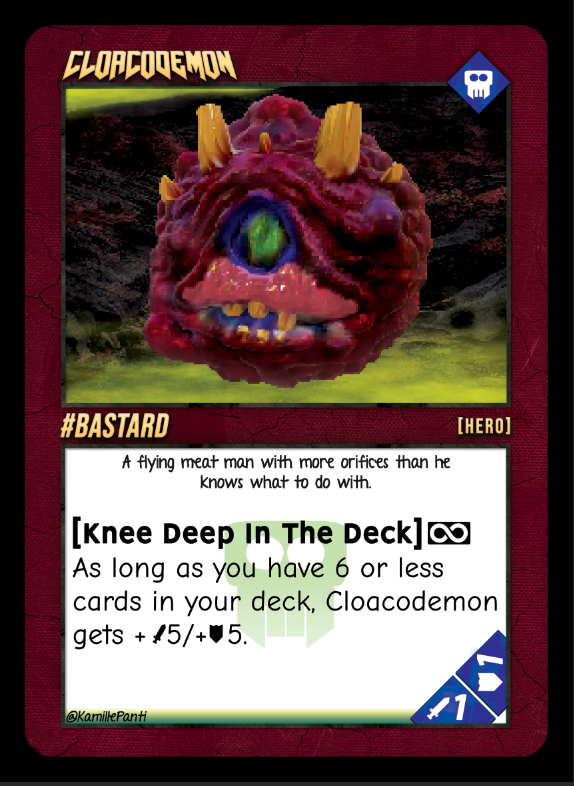 today i watched a bunch of yu-gi-oh youtube and polished up an old card, 'CLOACODEMON'