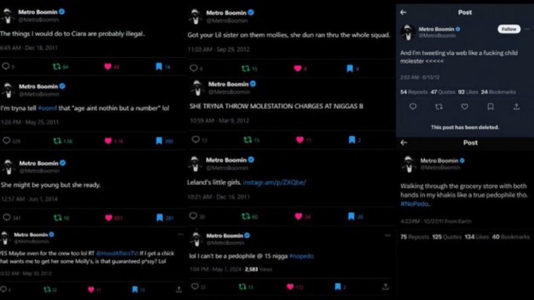 Metro Boomin's old tweets are resurfacing where he admits to being a pedo and rpist #metrogroomin