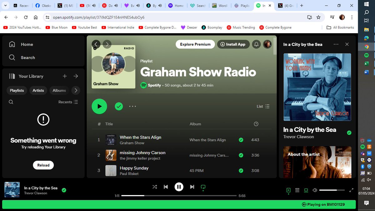 Hello @Grahamshow, nice to e-meet you. I was honoured to see that one of my tracks featured on your Spotify Radio. I am now following you on Spotify and X and also now following your Spotify Radio too. Here is my Spotify Radio if you want to follow me too: open.spotify.com/playlist/37i9d…
