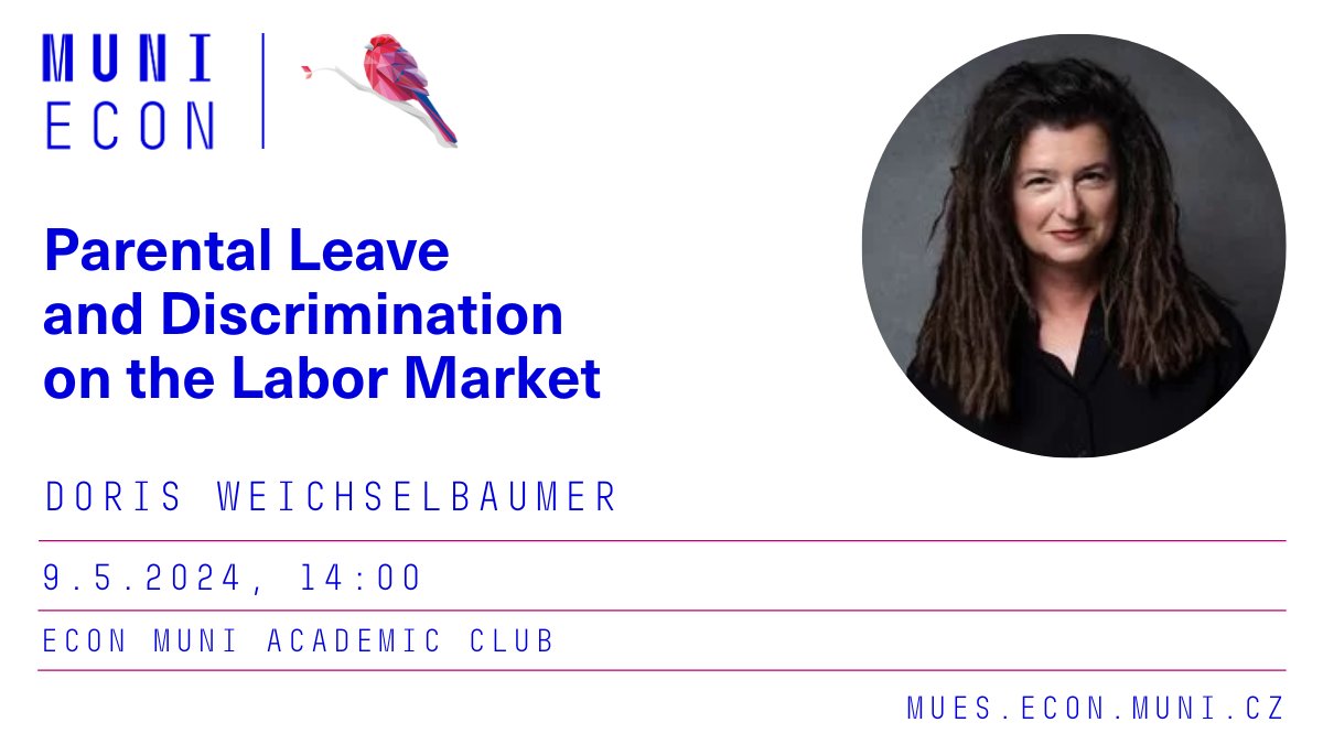 📢 #MUES research seminar This Thursday, professor Doris Weichselbaumer from @jkulinz will discuss her paper on parental leave for fathers and its labour market effects. More info ⏩ mues.econ.muni.cz/research-semin…