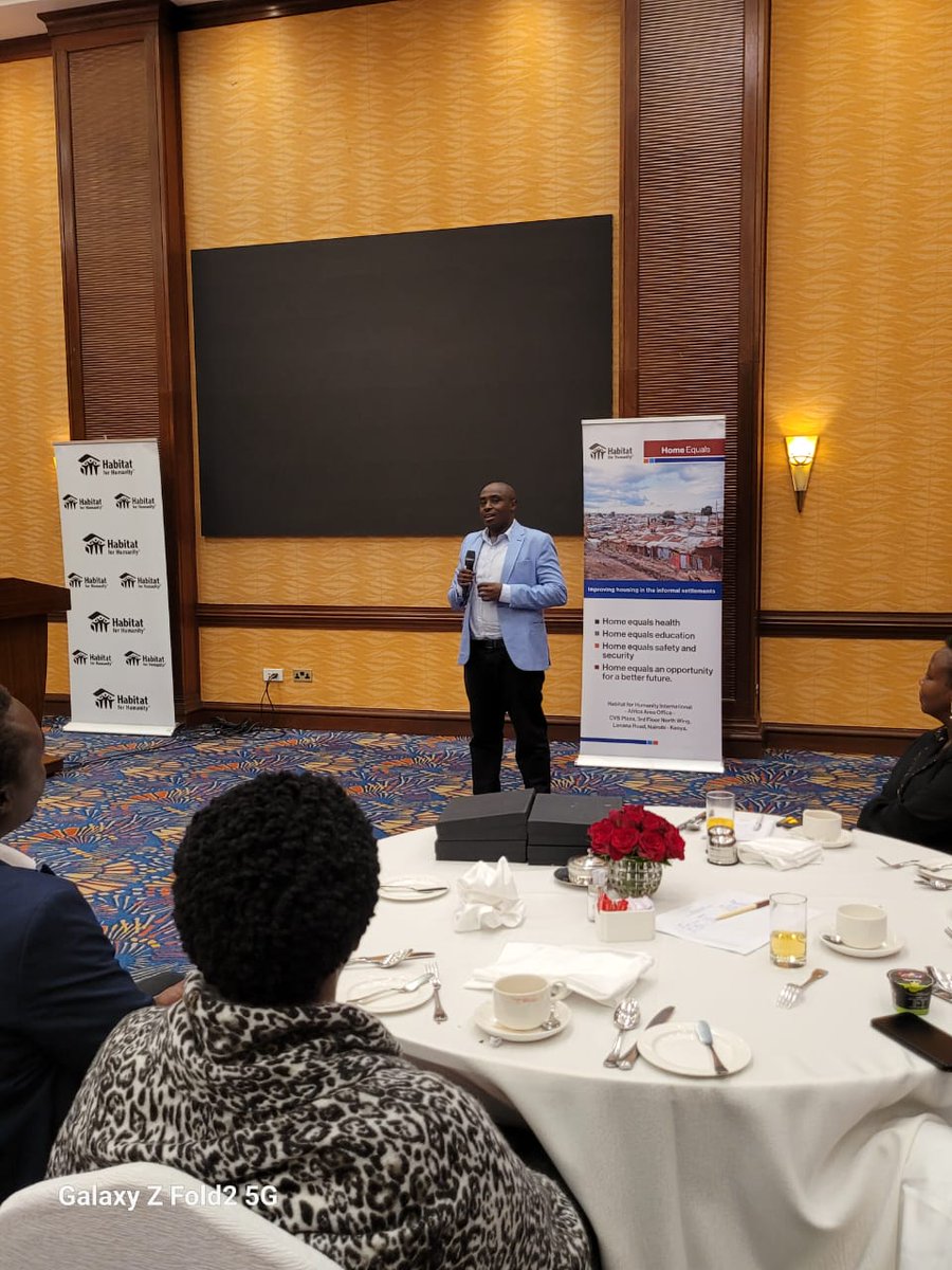 Happening now; Head of programs @PACJA1  @MwangiCP delivering  opening remarks this morning on behalf of PACJA at a breakfast meeting organized by  @Habitat_org .