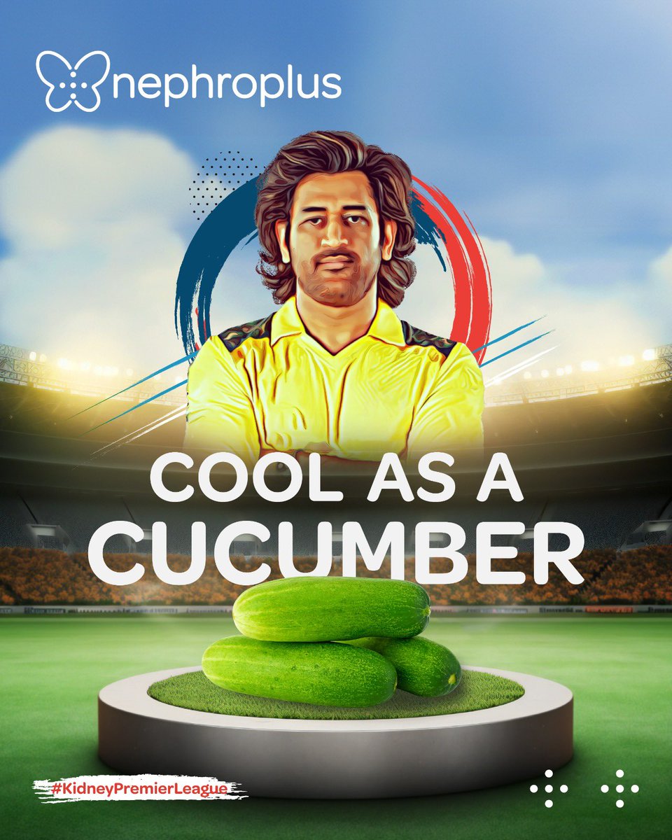 Just like captain cool, cucumbers are appreciated for keeping it cool under the heat. Hence, dialysis guests are advised to eat a few slices to stay hydrated this summer. Comment your favorite way to enjoy this delicious vegetable! #NephroPlus #KidneyPremierLeague #diet