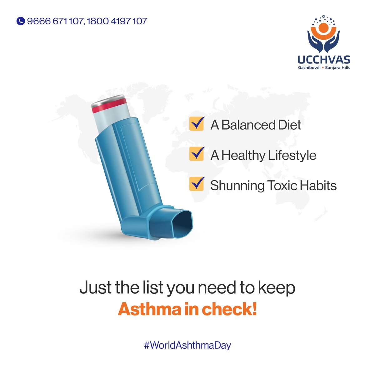 Sending strength to everyone living with asthma today, and every single day on #WorldAsthmaDay
Here's to maintaining a healthy life routine that helps us combat this inconveniencing condition.
For now, you're not alone!
#WorldAsthmaDay #Ucchvas #TransitionalCare #Rehabilitation