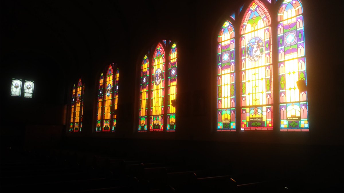 The afternoon sun shining in the windows of old St. John's Church in Central City, Pennsylvania. I like to think this photo is a good reminder that the blazing sunlight of God's love can fill my soul unexpectedly. 🩵