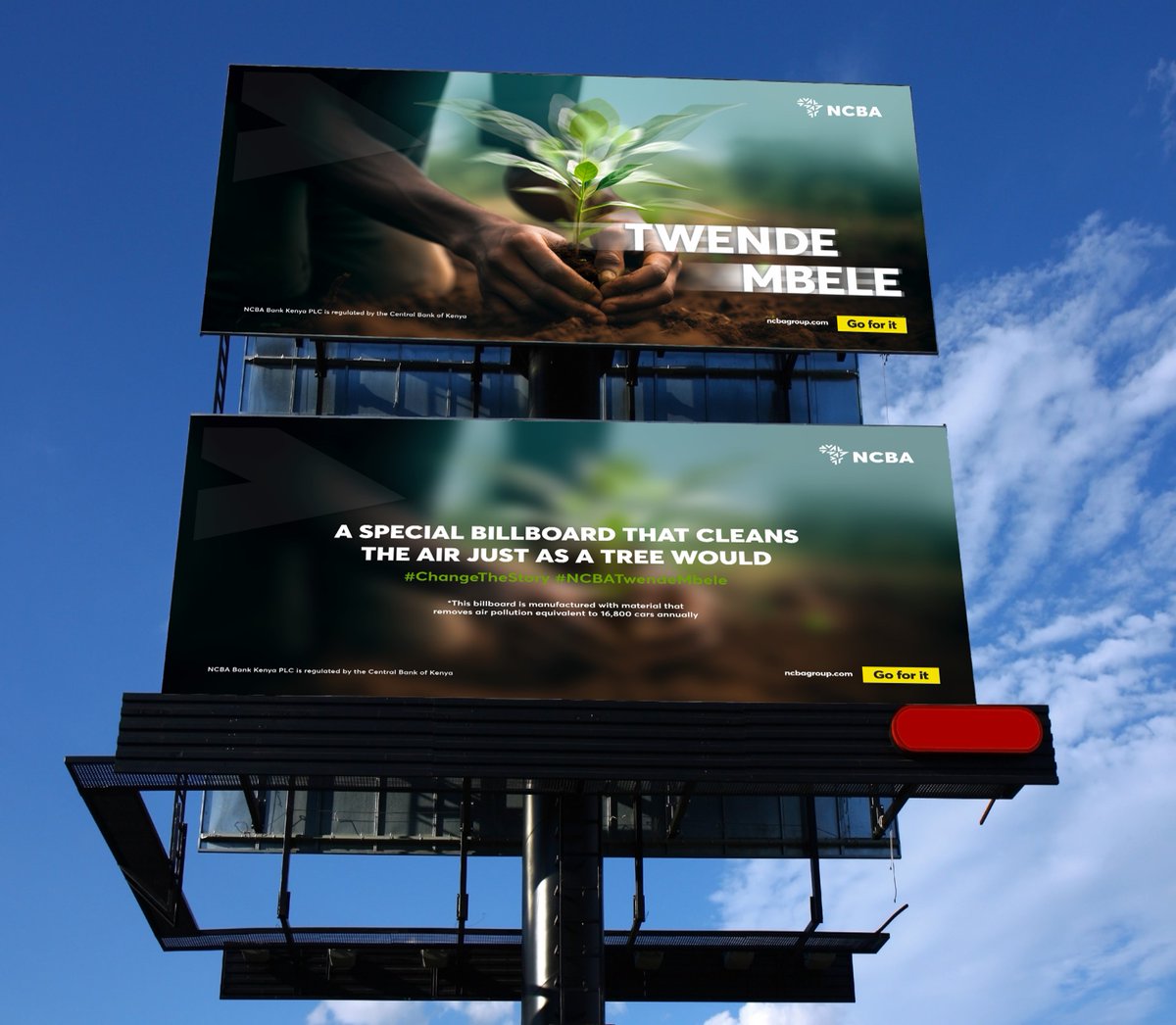 Did you know that Nairobi produces a significant amount of carbon emissions daily?

NCBA is stepping up to tackle this issue with the Hewa Safi billboard, aiming to make Nairobi cleaner and greener. Join us in this sustainability initiative! #NCBAHewaSafi #NCBATwendeMbele