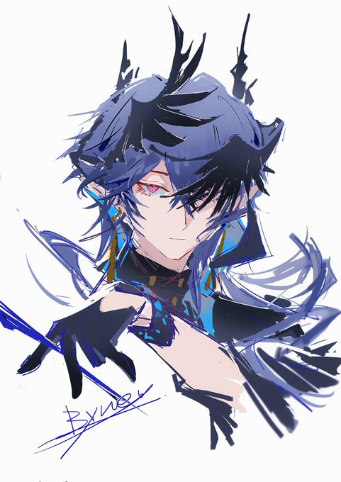 「blue hair dragon horns」 illustration images(Latest)