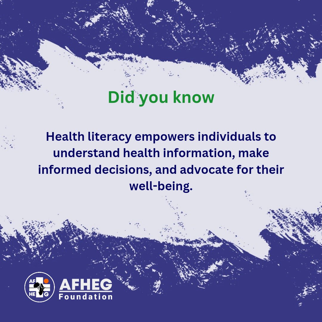 #AFHEG believes in the power of health literacy to transform communities. Through our programs, we empower people to become change agents, equipped with the knowledge and tools to drive progress towards a healthier future. Let's work together to build health-literate communities.