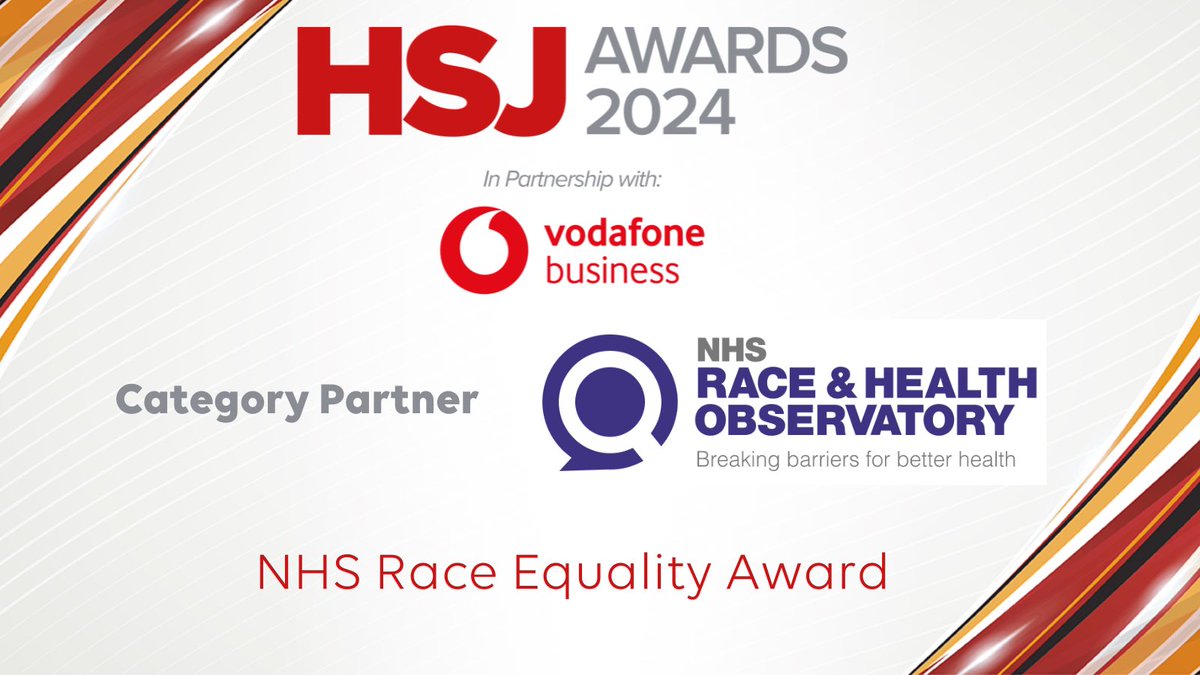 We’re delighted to sponsor the NHS Race Equality Award at the 2024 @HSJ_Awards. Enter for this award if your work looks to tackle ethnic inequalities for patients, communities or in the healthcare workforce. More details here: awards.hsj.co.uk/award-category…