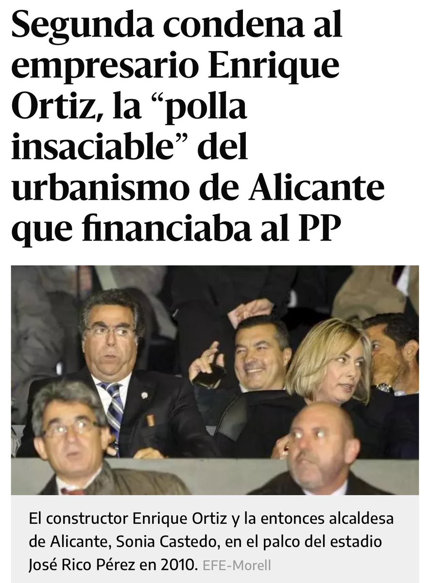 “Segunda condena al empresario Enrique Ortiz, la ‘polla insaciable’ del urbanismo de Alicante que financiaba al PP” eldiario.es/comunitat-vale…