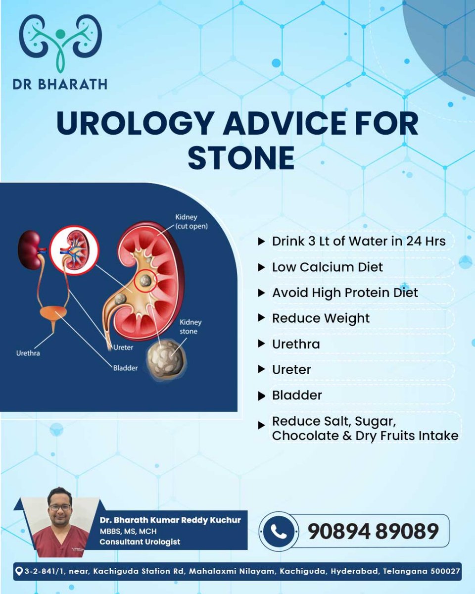 Prevent kidney stones by staying hydrated, limiting salt intake, and maintaining a balanced diet. Consult our urologist for personalized advice and treatment options.

Book Your Appoint Now
Pls Call: 9089489089
#drbharathurologist #KidneyStones #UrologyTips #HealthAdvice