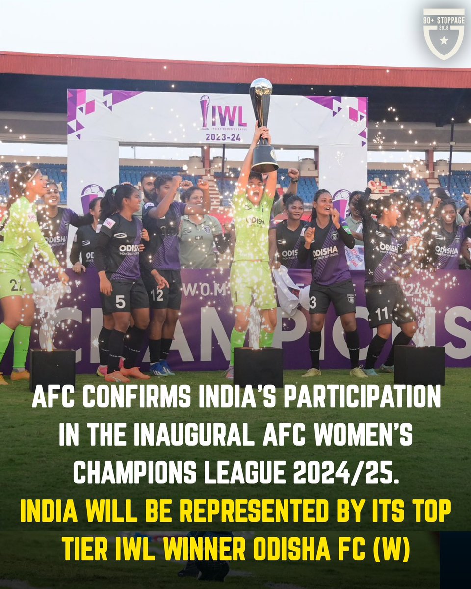 Asian Football Confederation confirms India’s participation in the inaugural AFC Women’s Champions League 2024/25. IWL champions Odisha FC will represent India at the 20 nations competition, which’ll have premilinary round followed by group stage and knockout. 👏🏻⚽️💜🖤