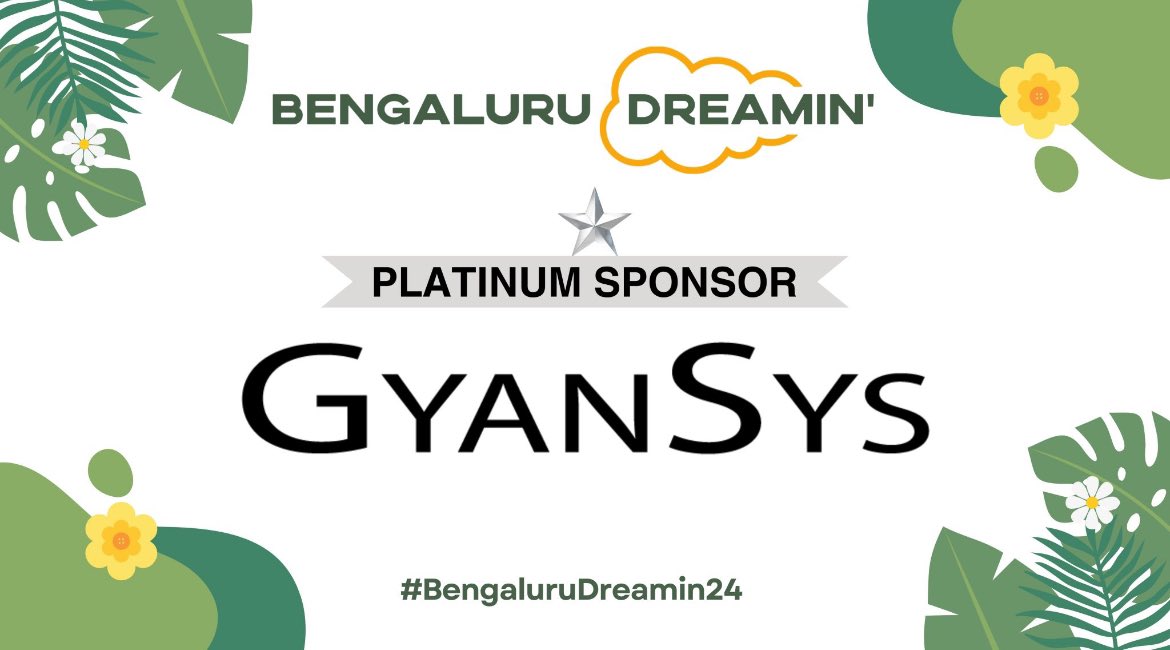 A huge shoutout to <a href="/GyanSys/">GyanSys Inc.</a> for sponsoring our Bengaluru Dreamin' Conference! 
 
Are you also looking to be a sponsor at Bengaluru Dreamin' ? Please fill out the form👇
lnkd.in/d7zvZ9Q7

More details 👇
linkedin.com/posts/bengalur…

#BengaluruDreamin24 #Salesforce #GyanSys