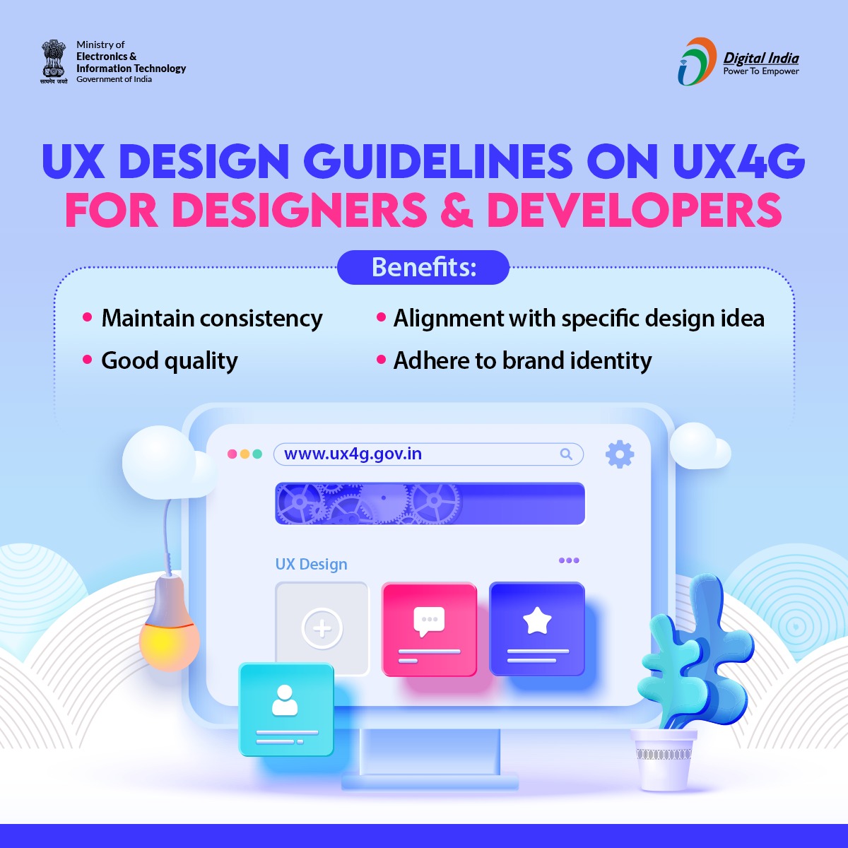 #UXDesign guidelines are a set of established principles, rules and recommendations that serve as a reference for designers, developers and other stakeholders when creating digital applications. Visit ux4g.gov.in/design-guideli… #DigitalIndia @ux_4g