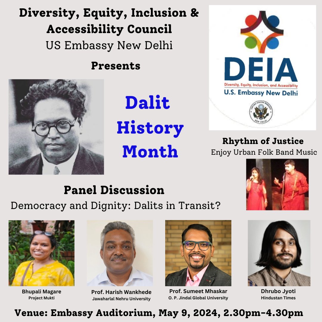 Looking forward to the panel discussion at the US Embassy in New Delhi.

Prior registration is required. Those interested can message me or other panelists with their aadhar details. 

#dalithistorymonth
#diversity 
#inclusion
#Ambedkarjayanti
#Jaibhim