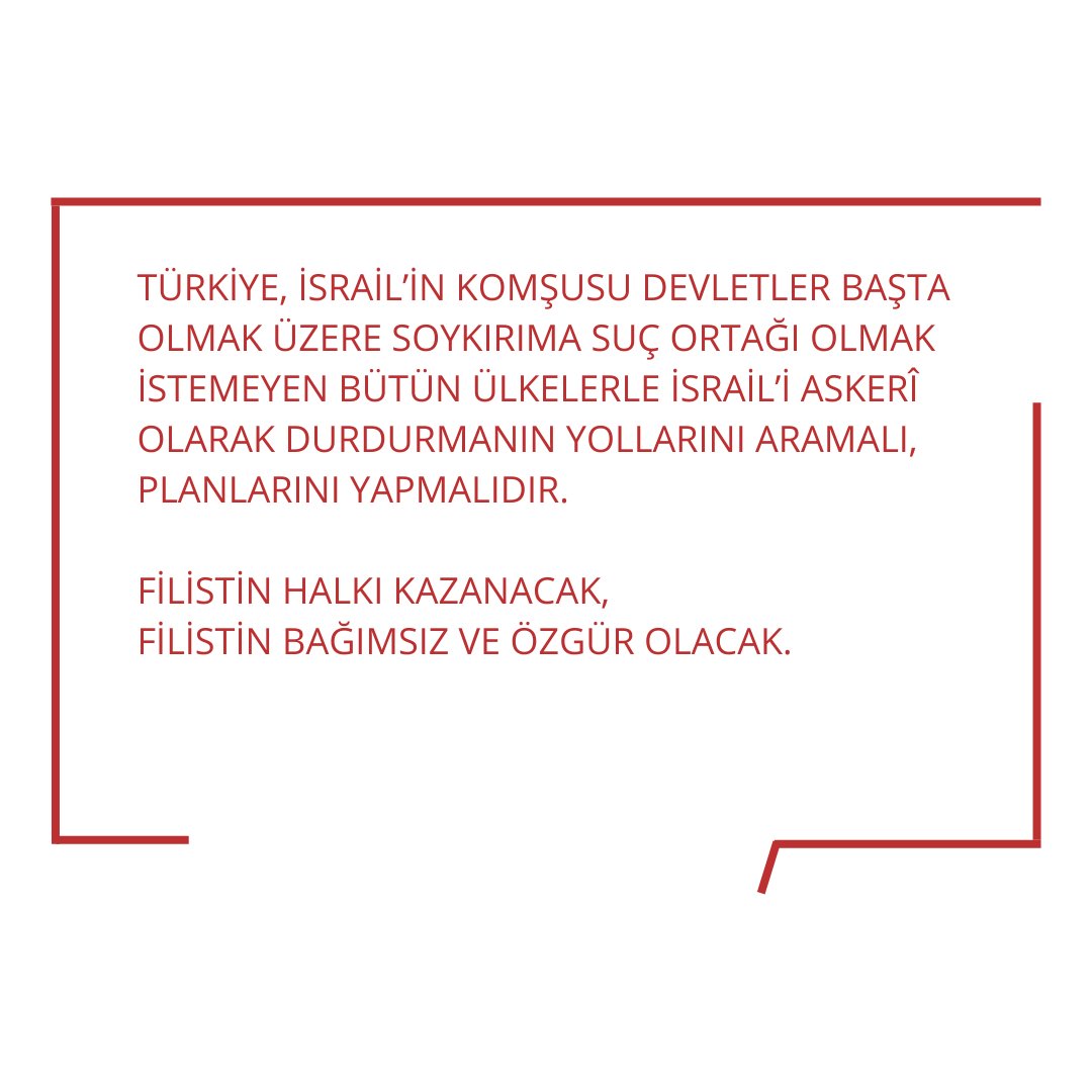 📢 Yeni sayımızda 'Toprak Gününde Filistin’le Kapsamlı Dayanışma'

Türkiye’nin işçileri, şehir ve köy emekçileri, sorumlu aydınları, bütün yurttaşları, Erdoğan-AKP iktidarından İsrail sömürgecileriyle ticareti kesmesini istiyor.

#toplumcukurtuluş
#filistin
#toprakgünü
#30mart