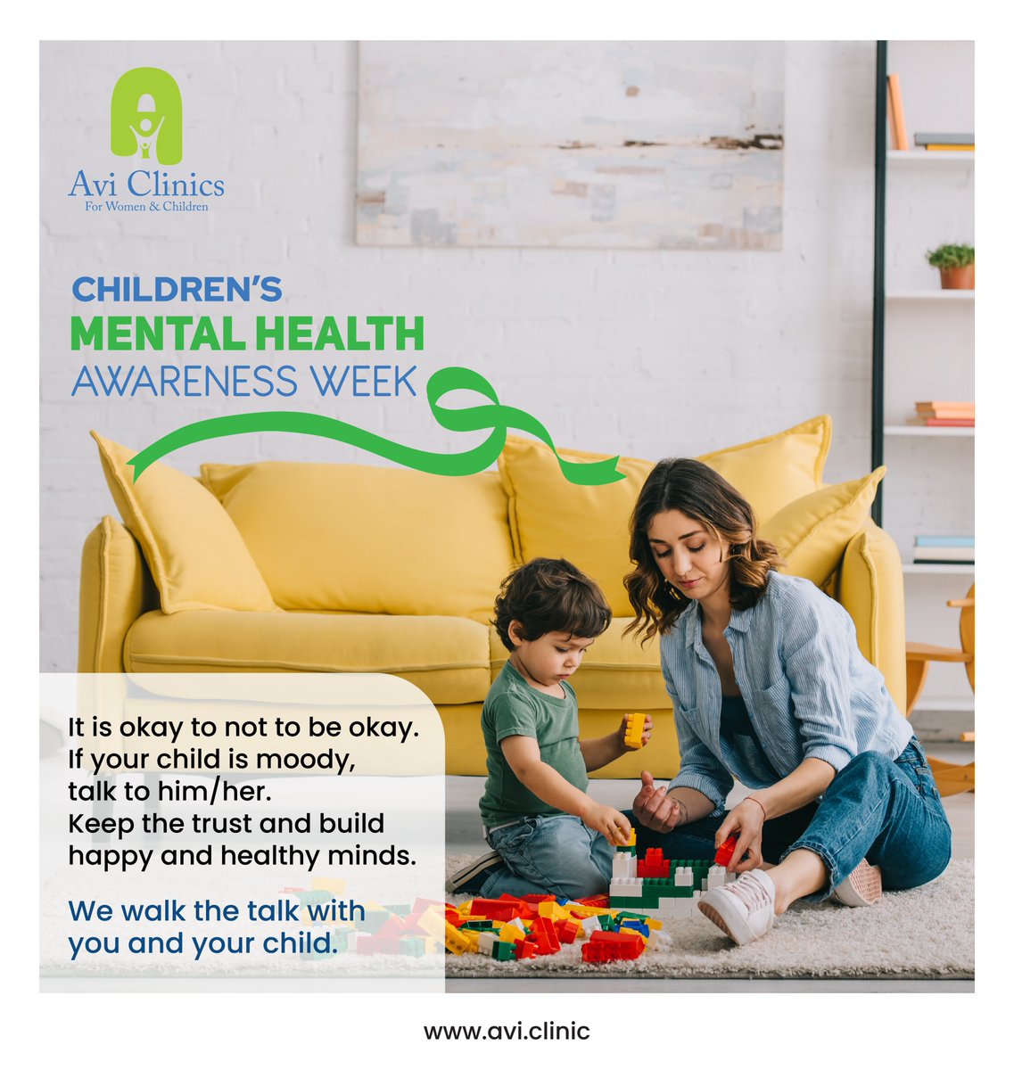 Children’s Mental Health Awareness Week!
It is okay to not to be okay. If your child is moody, talk to him/her. 
Keep the trust and build happy and healthy minds. 
We walk the talk with you and your child.

#Health #ChildrensHealth #ChildrensMentalHealth #MentalHealthAwareness
