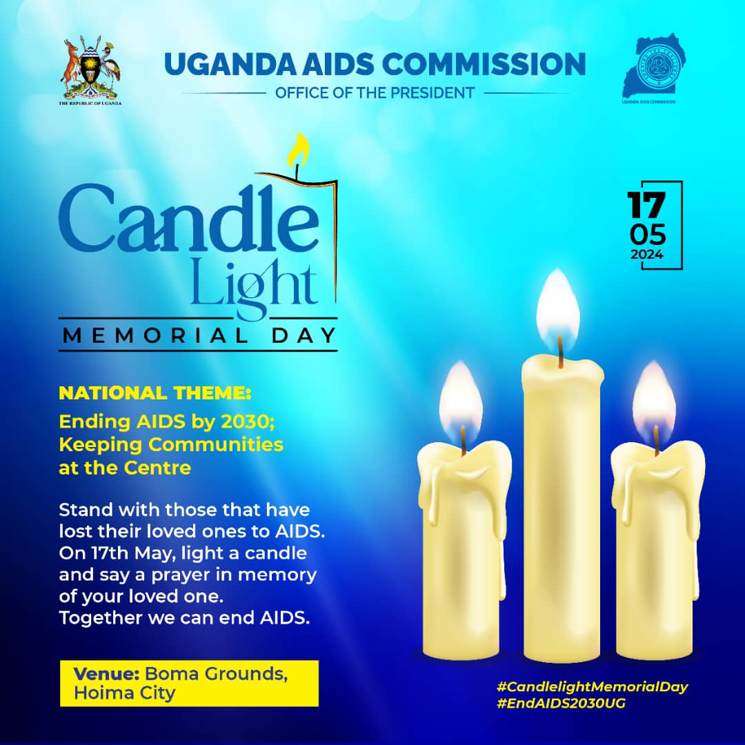 May 17 is #CandlelightMemorial day in Uganda. 

This is one of 3 commemorations that mark the #WorldAIDSCampaign. The other 2 being #PhillyLutaayaDay (Oct) & #WorldAIDSDay (Dec). 

This year we, and many other partners, will be at the Boma grounds in #Hoima. 

#LightACandle