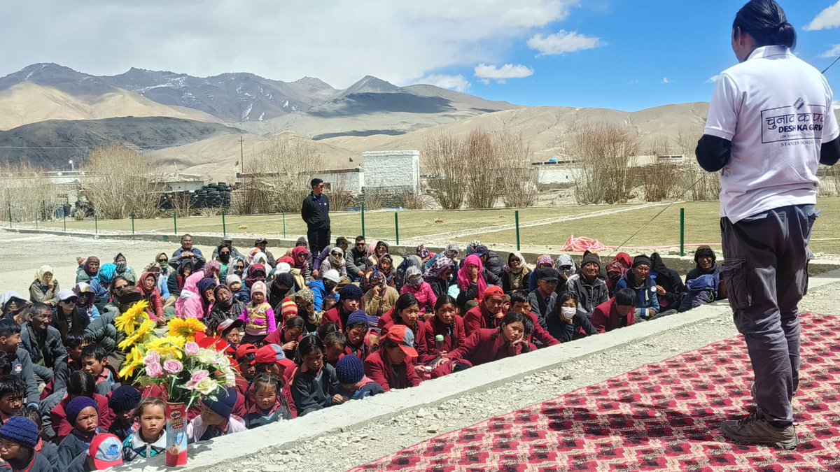 The SVEEP team UT Ladakh continued its efforts in promoting voter awareness by organizing a #SVEEPvoterawarenesscamp at Govt. High School Anlay on May 6. @ECISVEEP @CEOofficeLadakh @LAHDC_LEH @DC_Leh_Official @ddnewsladakh @prasarbharti @PIBSrinagar