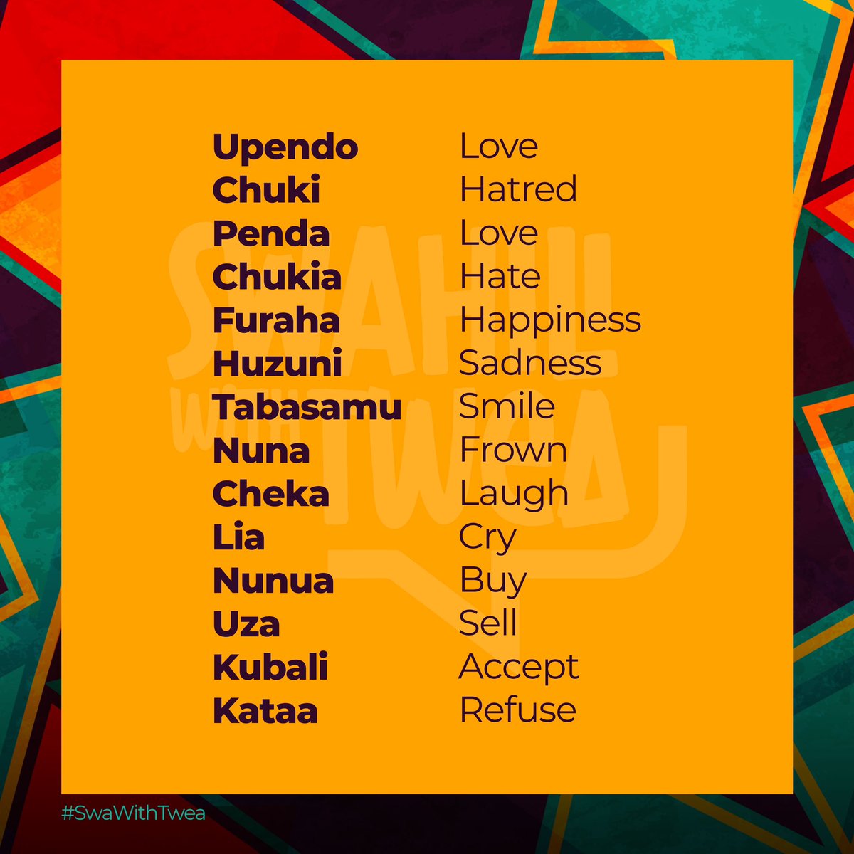 Hamjambo 
Expand your #Swahili diction 
#SwaWithTwea