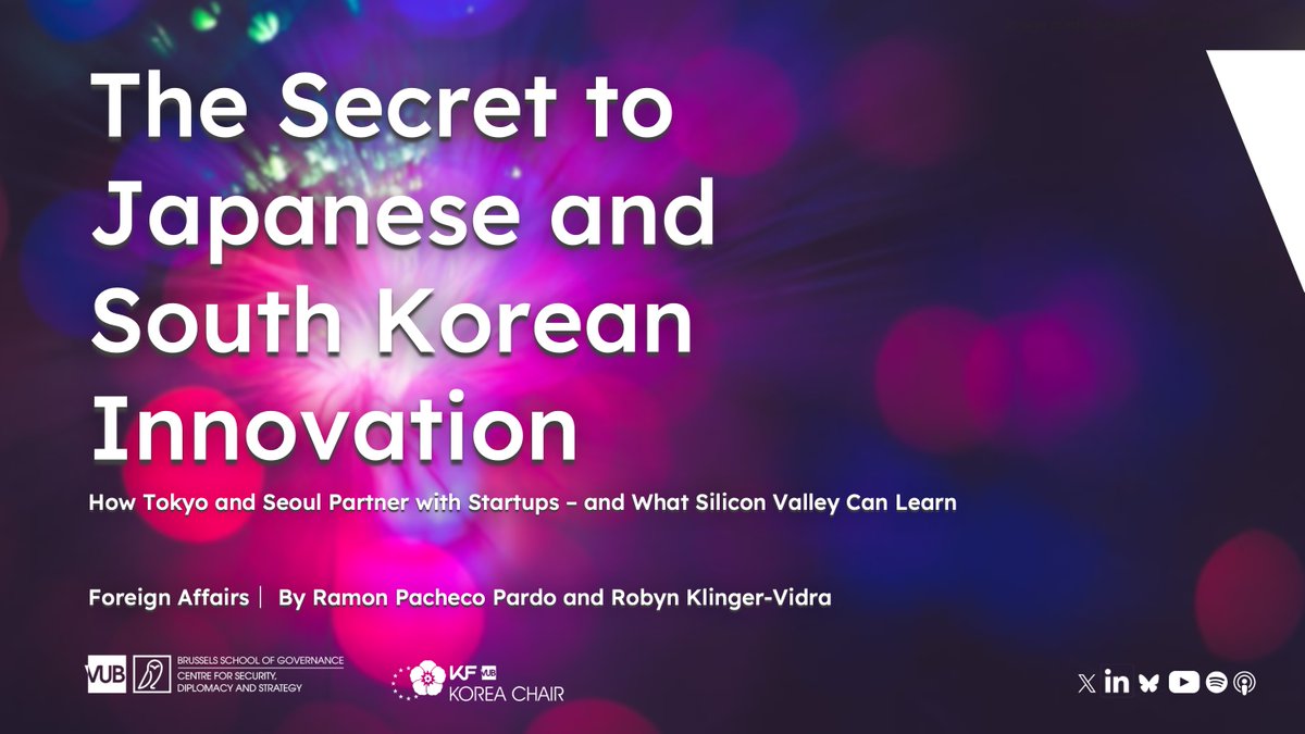 ❗️New Analysis❗️ 'The Secret to Japanese and South Korean Innovation: How Tokyo and Seoul Partner With Startups—and What Silicon Valley Can Learn', by @rpachecopardo and @RobynVidra for @ForeignAffairs. Read now🔸 foreignaffairs.com/japan/secret-j…