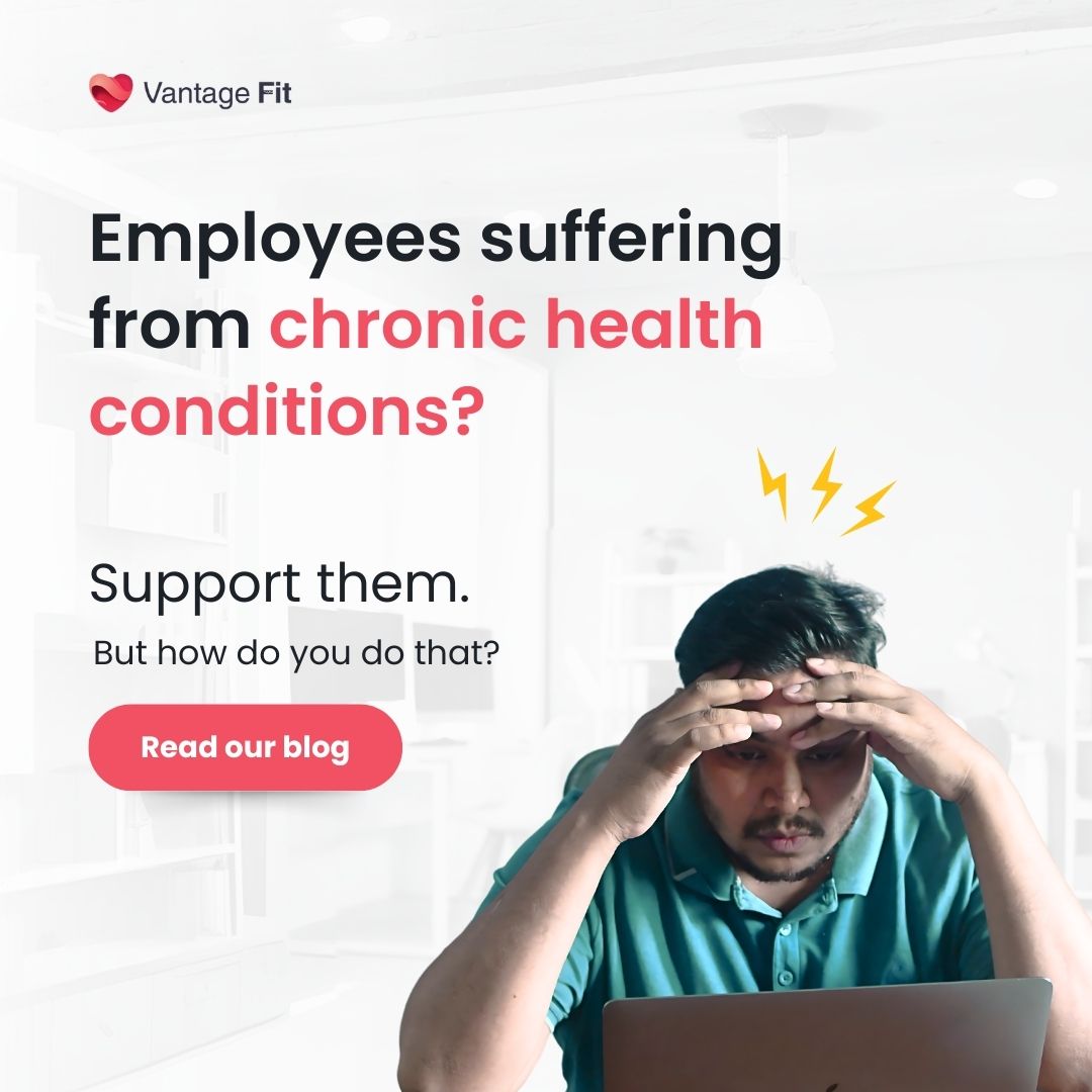 Chronic health conditions negatively impact work productivity due to increased absenteeism, presenteeism, and sick leaves! Support your employees.

Read our blog to learn more: vantagefit.io/blog/chronic-i…

#EmployeeWellness #SupportYourEmployees #VantageFitInsights #ChronicIllness