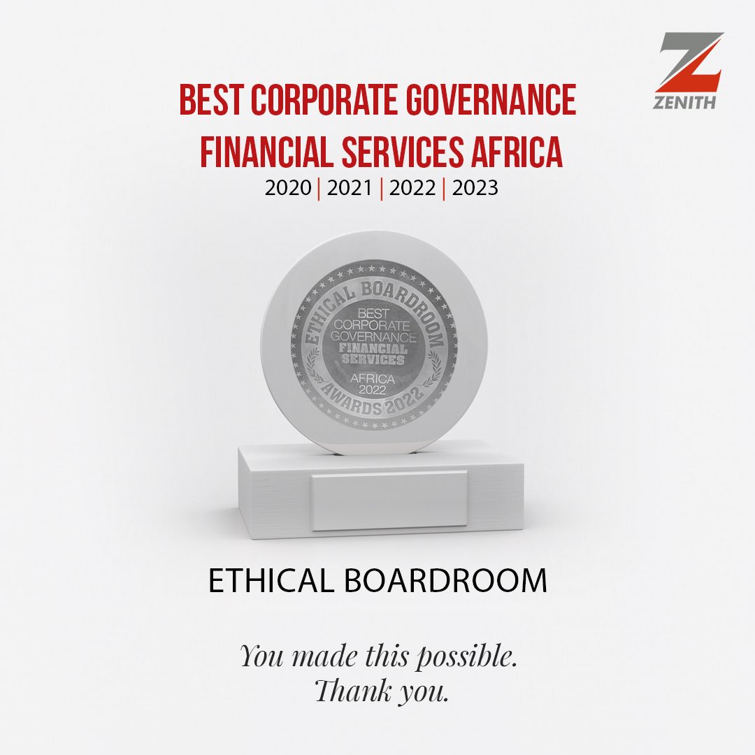 We could not have achieved this without you, our valued customers. Thank you for your continued patronage and trust. #ZenithBank #InYourBestInterest #BestBank