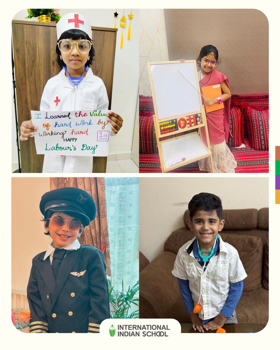 🎉 Let's recognize and thank the hardworking individuals who contribute endlessly to our society's growth. Our students participated in fun online activities, dressed uniquely to honor those who selflessly serve our nation. 💼👩‍🏫👨‍🔧 #LaborDay #Gratitude #Community #IISKids