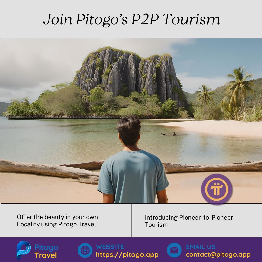 The world is teeming with unexplored wonders, and P2P Tourism beckons you to join the adventure. Embrace this transformative concept, unleash your creativity, and design your own unique tour on Pitogo Travel. 

#PitogoTravel #P2PTourism #AdventureAwaits #EarnPi