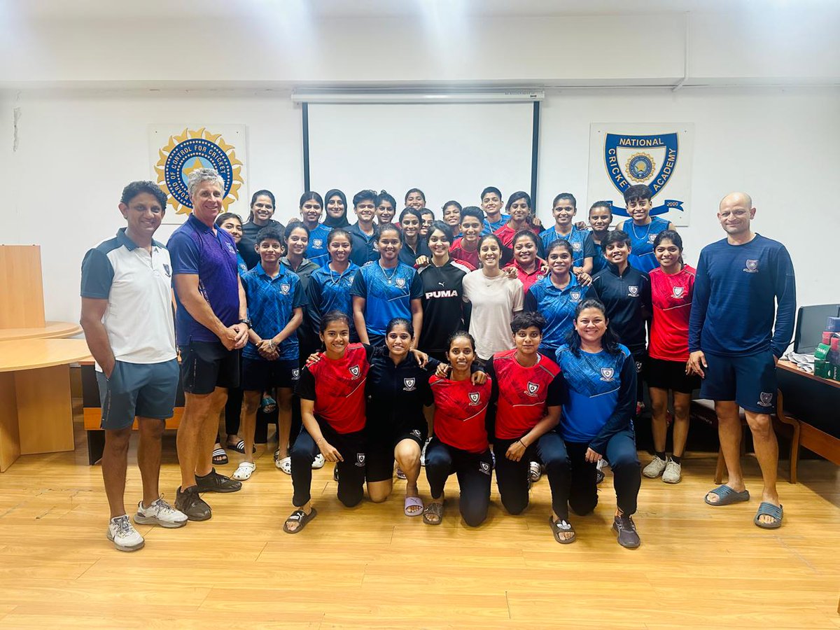 Jemimah Rodrigues and Harleen Deol were involved in an interaction with the Emerging U23 Camp participants at the NCA  🏏

📸: BCCI | #CricketTwitter