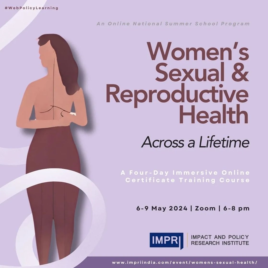 Glad to share that I will be speaking on 'Adolescent Changes: Body, Mind and Society' in IMPRI's Training Course on 'Women's Sexual & Reproductive Health: Across a Lifetime', this evening.