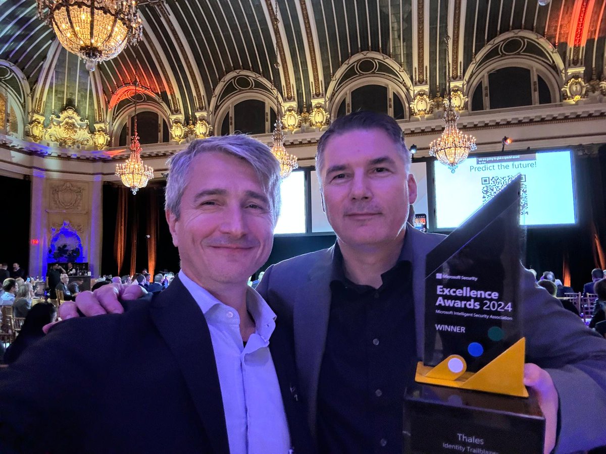 We won! 🎉 We are thrilled to announce that Thales has been named winner in the #IdentityTrailblazer category at the @Microsoft Security Excellence Awards, in recognition of our innovative #IAM & #CIAM solutions 🏆 Congratulations to the whole team! 👏