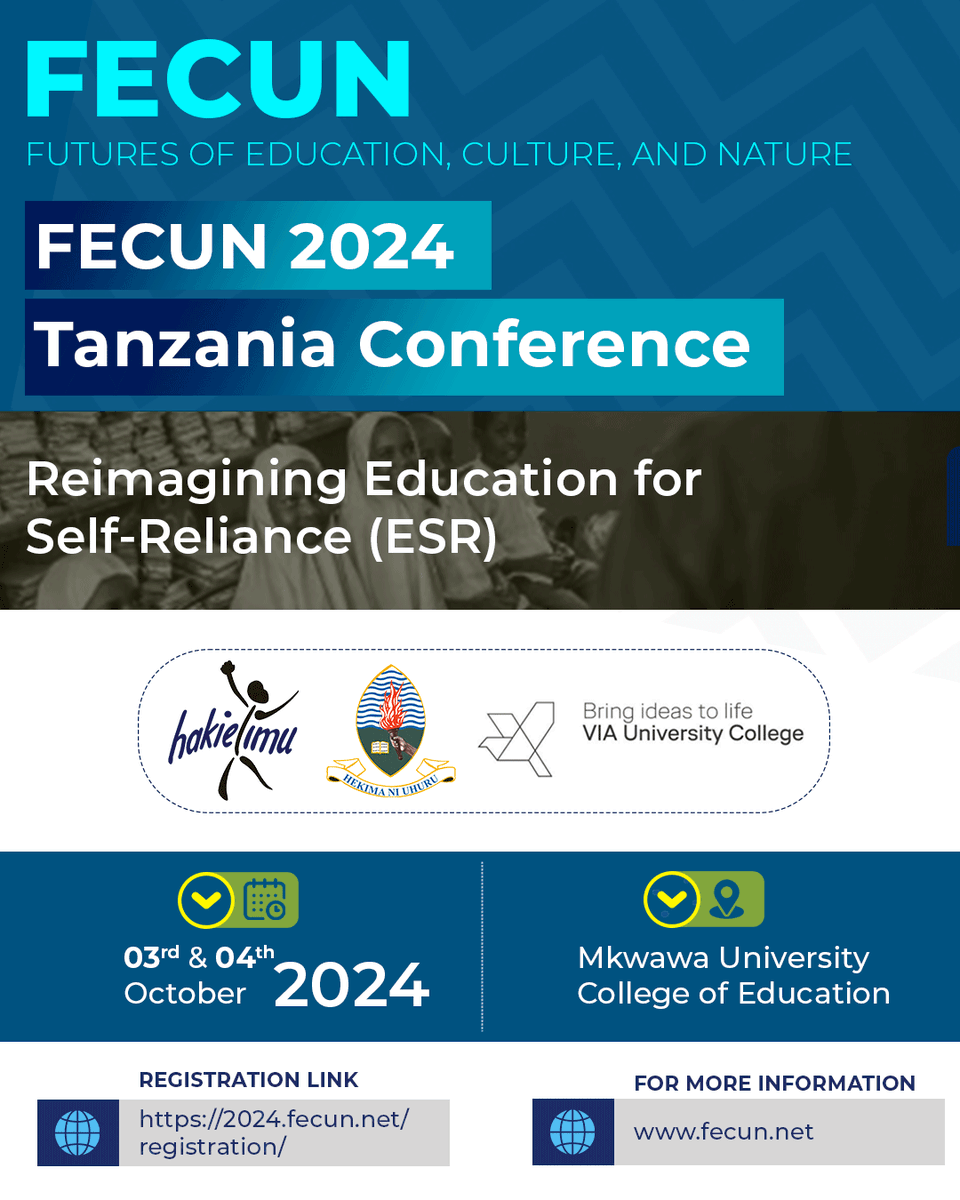 ▪️ Join the FECUN 2024 Conference at Mkwawa University College of Education in Iringa, Tanzania! ▪️ If you cannot attend or are on the other side of the world, you can participate online.🗓️October 3 &4 ▪️ Registrations are now open bit.ly/3WB8tOh