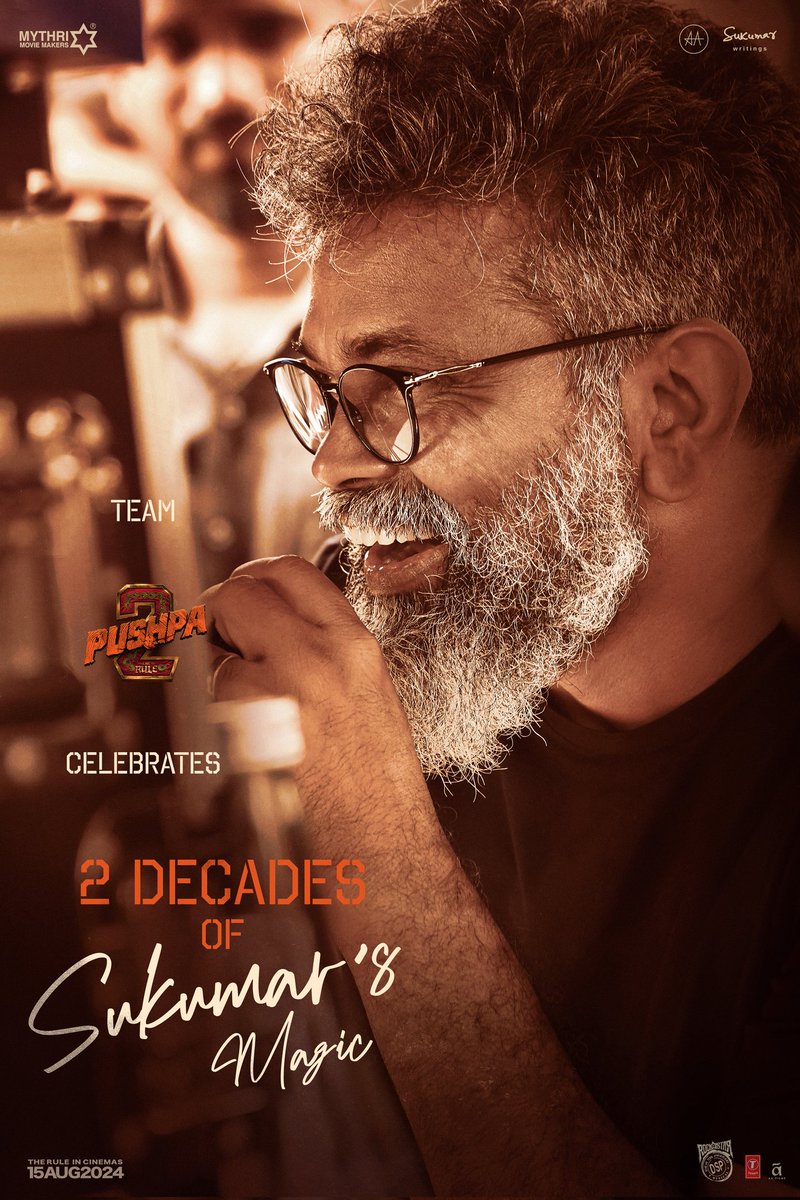 2 decades of mastermind's finesse and cinematic brilliance ✨ Congratulations to Maverick Director @aryasukku garu on completing 20 glorious years in Indian Cinema ❤‍🔥 - Team #Pushpa2TheRule